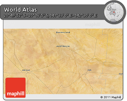 Satellite 3D Map of the Area around 20° 32' 59" S, 142° 1' 30" E