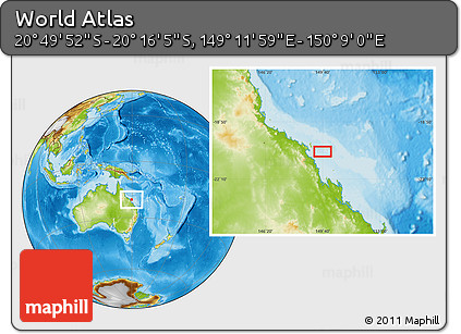 Physical Location Map of the Area around 20° 32' 59" S, 149° 40' 30" E