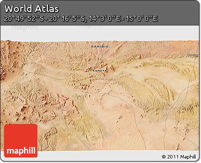 Satellite 3D Map of the Area around 20° 32' 59" S, 14° 31' 30" E