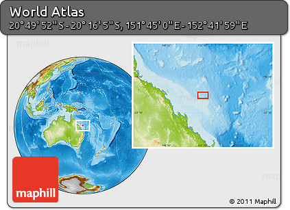 Physical Location Map of the Area around 20° 32' 59" S, 152° 13' 29" E