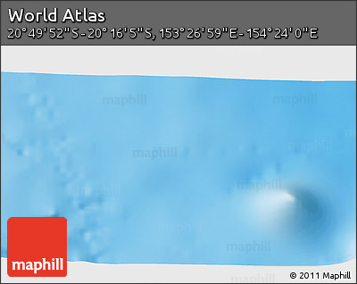 Physical 3D Map of the Area around 20° 32' 59" S, 153° 55' 30" E