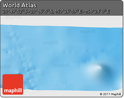 Physical 3D Map of the Area around 20° 32' 59" S, 153° 55' 30" E