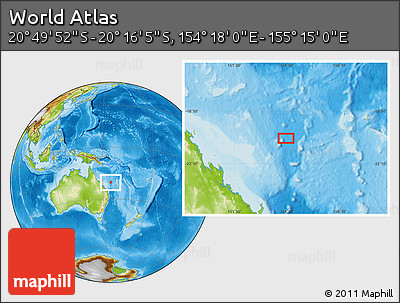 Physical Location Map of the Area around 20° 32' 59" S, 154° 46' 30" E