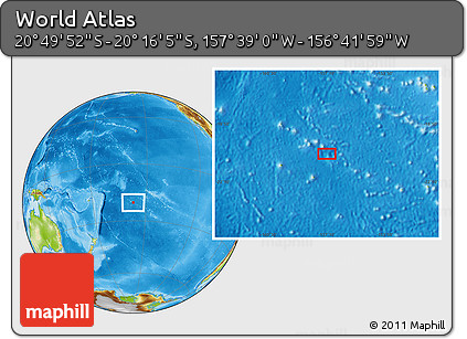 Physical Location Map of the Area around 20° 32' 59" S, 157° 10' 30" W