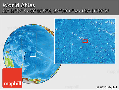 Physical Location Map of the Area around 20° 32' 59" S, 157° 10' 30" W