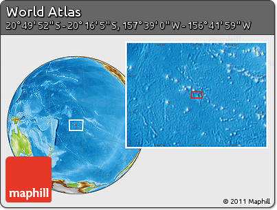 Physical Location Map of the Area around 20° 32' 59" S, 157° 10' 30" W