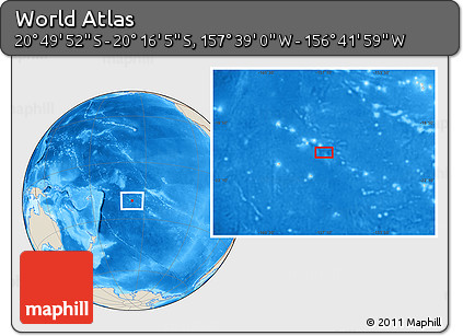 Shaded Relief Location Map of the Area around 20° 32' 59" S, 157° 10' 30" W