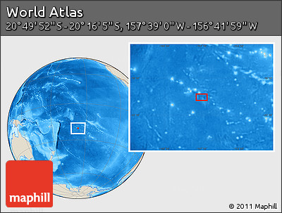 Shaded Relief Location Map of the Area around 20° 32' 59" S, 157° 10' 30" W