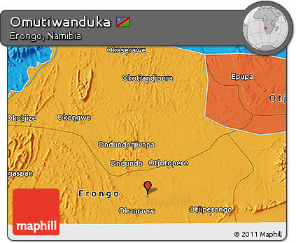 Political 3D Map of Omutiwanduka