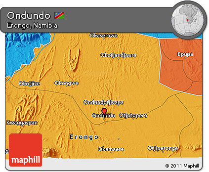Political 3D Map of Ondundo