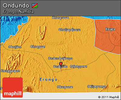 Political 3D Map of Ondundo