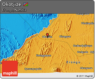 Political 3D Map of Okotjize