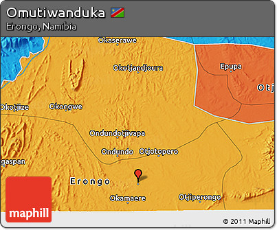 Political 3D Map of Omutiwanduka