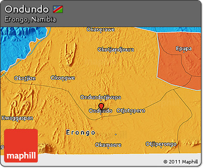 Political 3D Map of Ondundo