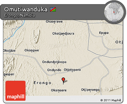 Shaded Relief 3D Map of Omutiwanduka