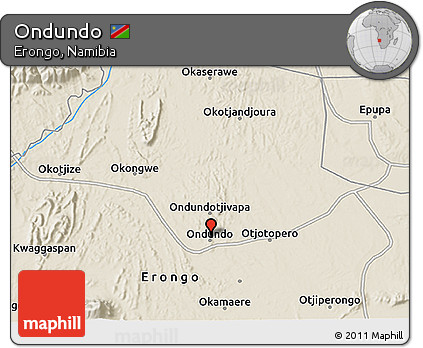 Shaded Relief 3D Map of Ondundo