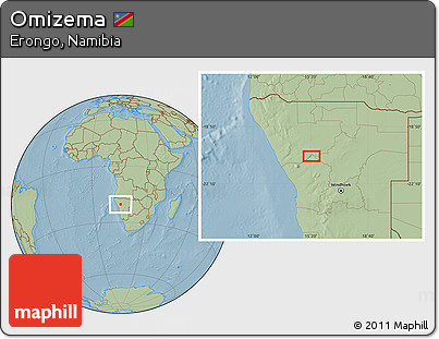 Savanna Style Location Map of Omizema, hill shading