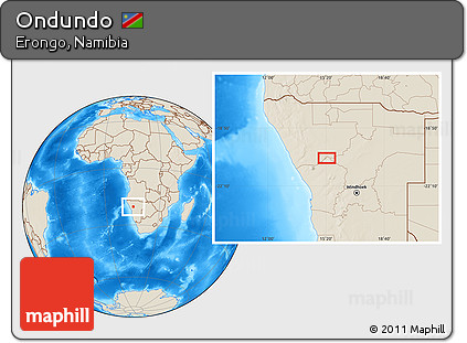 Shaded Relief Location Map of Ondundo