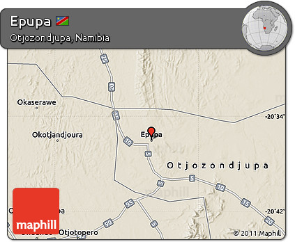 Shaded Relief Map of Epupa