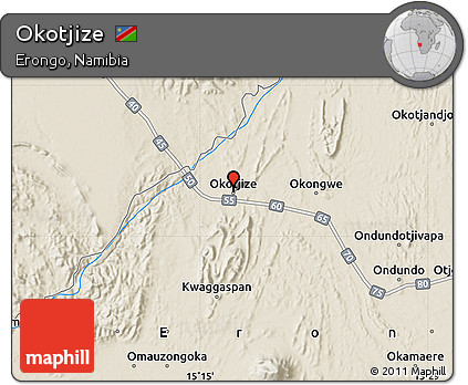 Shaded Relief Map of Okotjize
