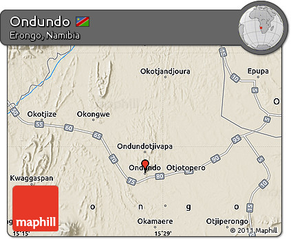 Shaded Relief Map of Ondundo
