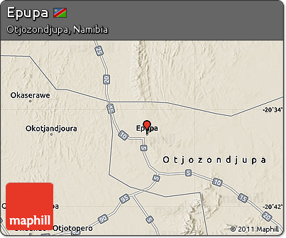 Shaded Relief Map of Epupa