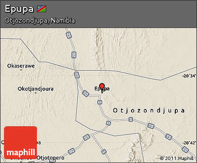 Shaded Relief Map of Epupa