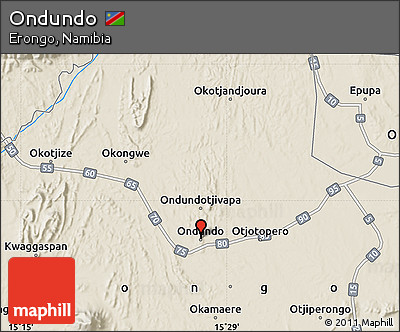Shaded Relief Map of Ondundo