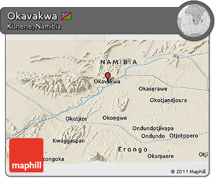 Shaded Relief Panoramic Map of Okavakwa