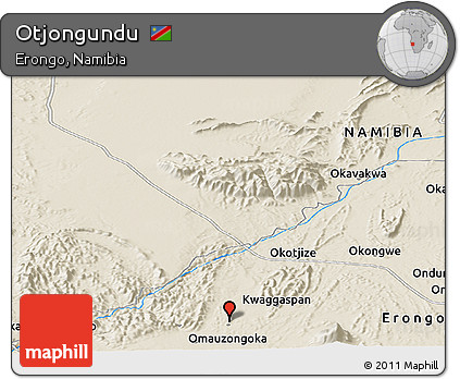 Shaded Relief Panoramic Map of Otjongundu