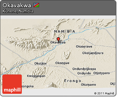Shaded Relief Panoramic Map of Okavakwa