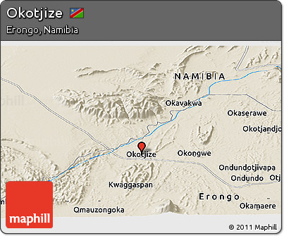 Shaded Relief Panoramic Map of Okotjize