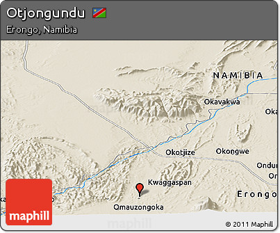 Shaded Relief Panoramic Map of Otjongundu