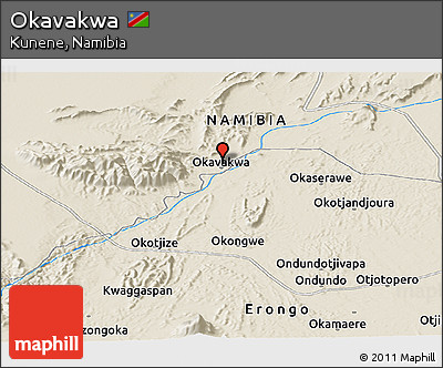 Shaded Relief Panoramic Map of Okavakwa