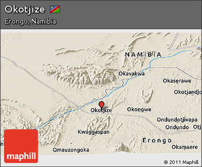 Shaded Relief Panoramic Map of Okotjize