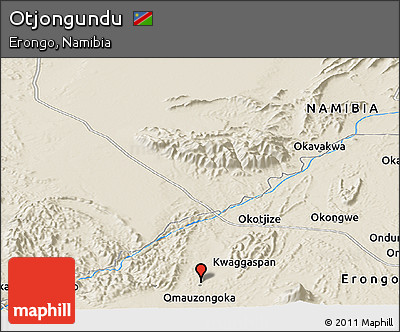 Shaded Relief Panoramic Map of Otjongundu