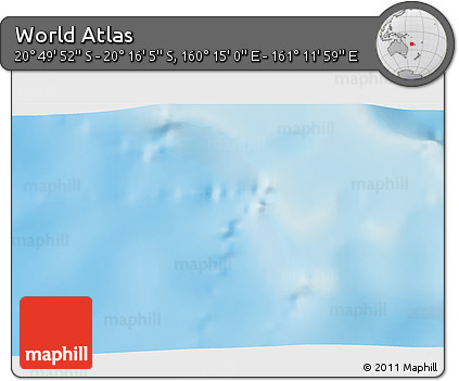 Physical 3D Map of the Area around 20° 32' 59" S, 160° 43' 29" E