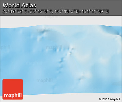 Physical 3D Map of the Area around 20° 32' 59" S, 160° 43' 29" E