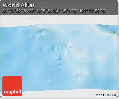 Physical 3D Map of the Area around 20° 32' 59" S, 160° 43' 29" E