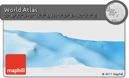 Physical Panoramic Map of the Area around 20° 32' 59" S, 161° 34' 29" E