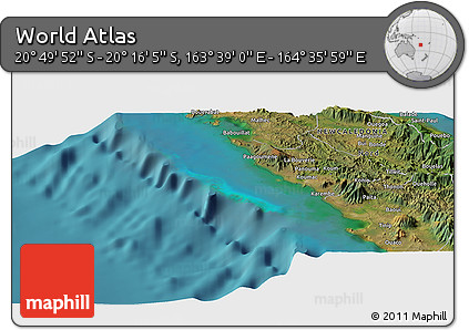 Satellite Panoramic Map of the Area around 20° 32' 59" S, 164° 7' 30" E