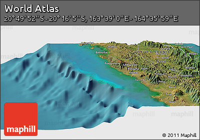 Satellite Panoramic Map of the Area around 20° 32' 59" S, 164° 7' 30" E