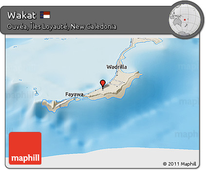 Shaded Relief Panoramic Map of Wakat