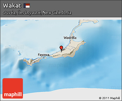 Shaded Relief Panoramic Map of Wakat