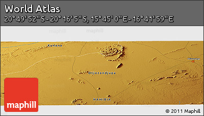 Physical Panoramic Map of the Area around 20° 32' 59" S, 16° 13' 30" E