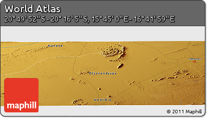 Physical Panoramic Map of the Area around 20° 32' 59" S, 16° 13' 30" E