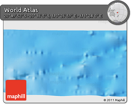 Physical 3D Map of the Area around 20° 32' 59" S, 170° 55' 30" E