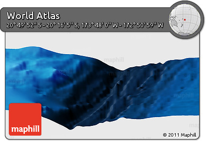Shaded Relief Panoramic Map of the Area around 20° 32' 59" S, 173° 19' 29" W
