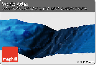 Shaded Relief Panoramic Map of the Area around 20° 32' 59" S, 173° 19' 29" W
