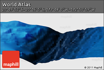 Shaded Relief Panoramic Map of the Area around 20° 32' 59" S, 173° 19' 29" W